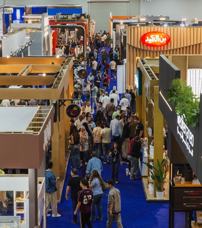 Busy Cafex exhibition aisle