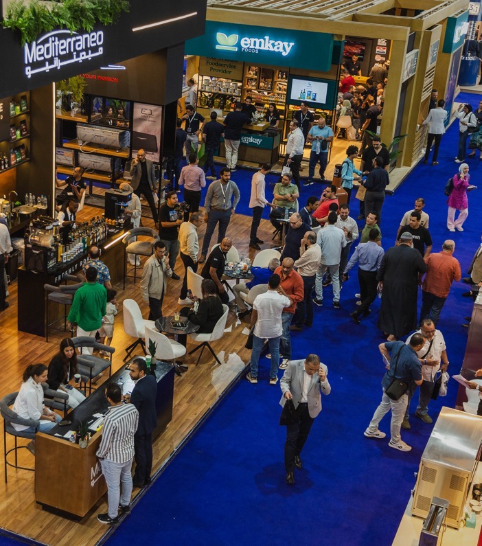 Cafex booth and visitor activity